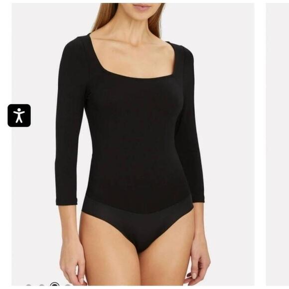NWT L'Agence Angel Bodysuit Light Green Black Square Neck Petite Small - Picture 1 of 9